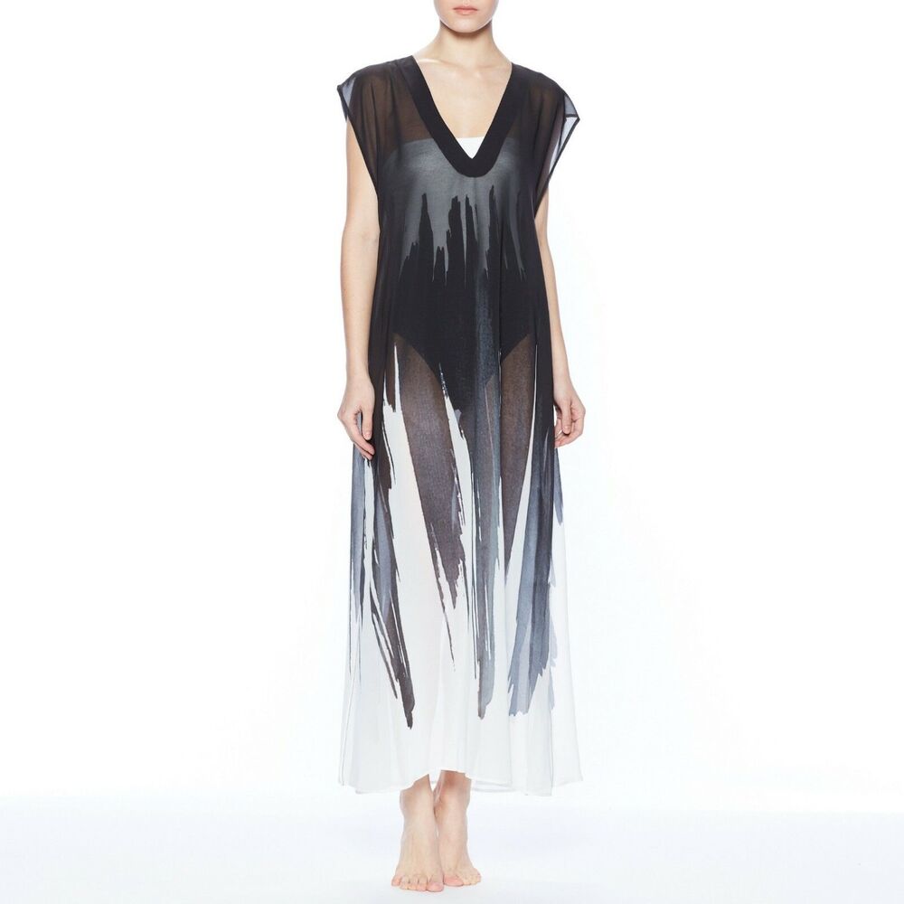 Carmen Marc Valvo Brush Stroke Tunic Cover Up Dress